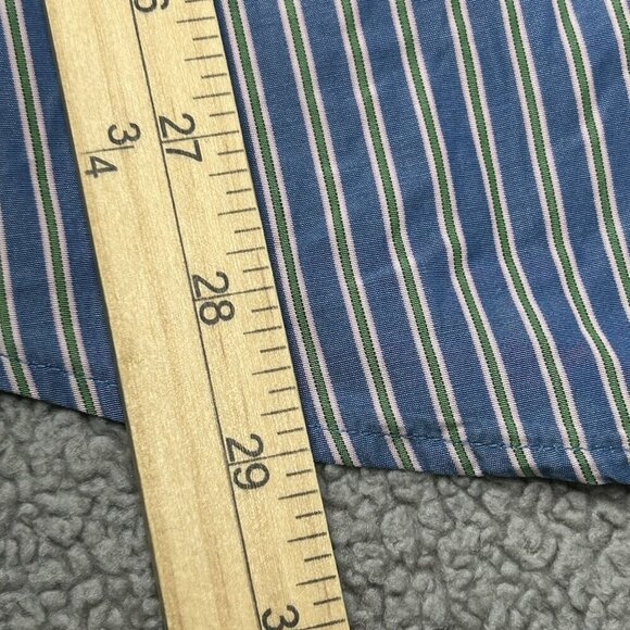 Lacoste Shirt Mens 44 Button Up Blue Green Pink Stripe Alligator Logo Preppy - Picture 12 of 12